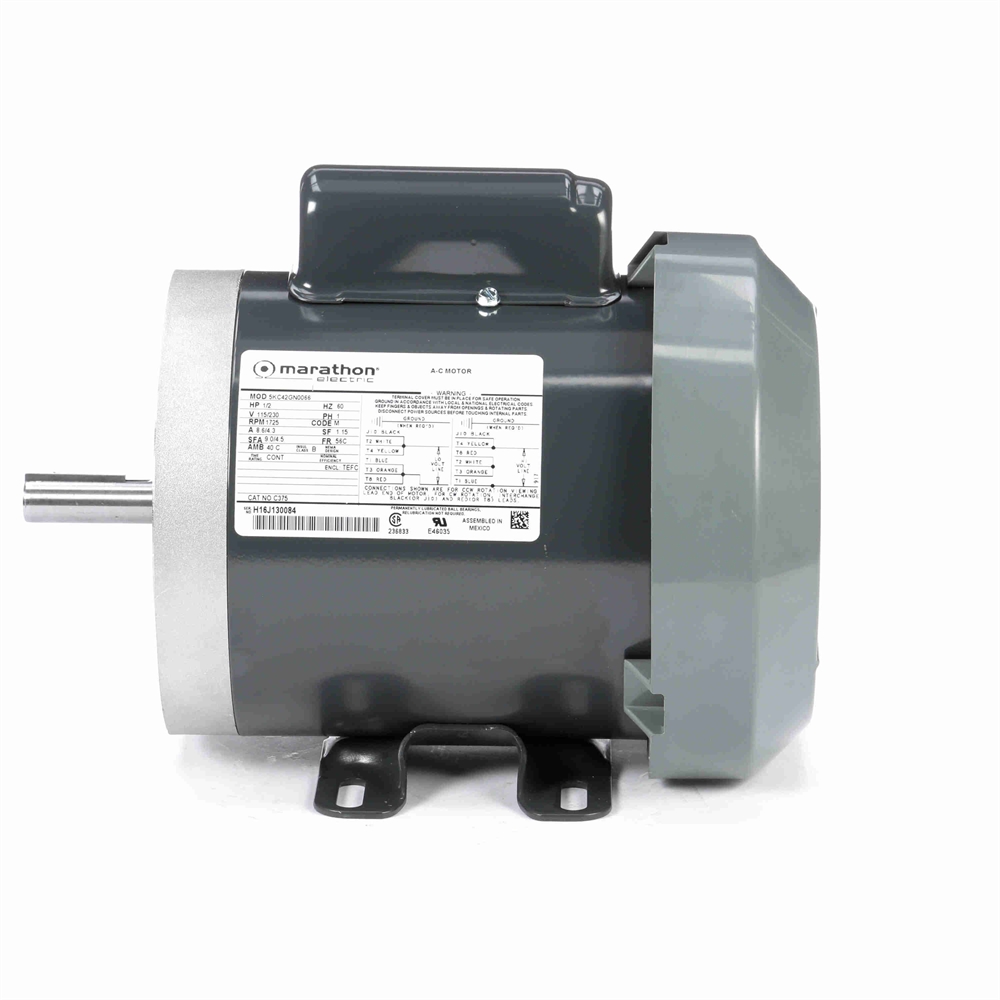 1/2 HP 1725 RPM 115/230 Volt AC 56C TEFC Marathon Motor